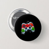ビデオゲームコントローラークリスマスサンタ帽子ゲーマーボーイ 缶バッジ (正面&裏面)