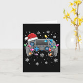 ビデオゲームコントローラークリスマスサンタ帽子ゲーマーボー カード (黄色い花)