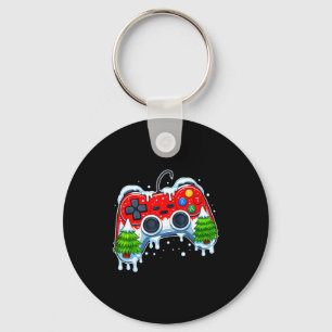 ビデオゲームコントローラークリスマスサンタ帽子ゲーマーボー キーホルダー