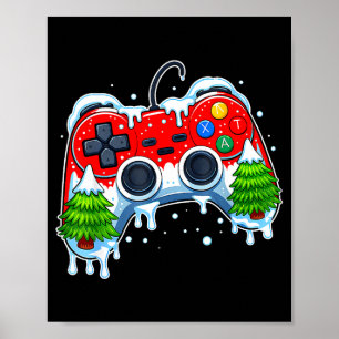 ビデオゲームコントローラークリスマスサンタ帽子ゲーマーボー ポスター