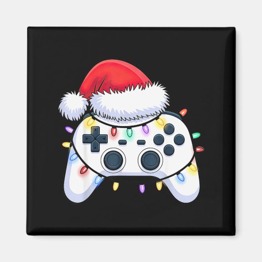 ビデオゲームコントローラークリスマスサンタ帽子ゲーマーボー マグネット (正面)