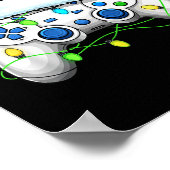 ビデオゲームコントローラークリスマスサンタ帽子ゲーマー坊や ポスター (角)