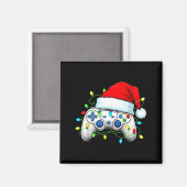 ビデオゲームコントローラークリスマスサンタ帽子ゲーマー坊や マグネット (正面/裏面)