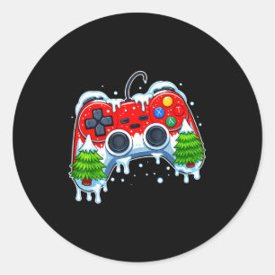 ビデオゲームコントローラークリスマスサンタ帽子ゲーマー坊や ラウンドシール