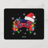 ビデオゲームコントローラー クリスマス サンタ帽子 ゲーマー 男の子 招待状 (裏面)