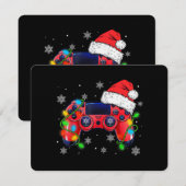 ビデオゲームコントローラー クリスマス サンタ帽子 ゲーマー 男の子 招待状 (正面/裏面)