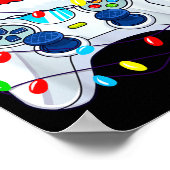 ビデオゲームコントローラー クリスマス サンタ帽 ゲーマー ボ ポスター (角)