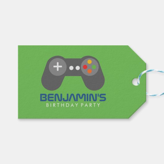 ビデオゲームコントローラ子供の誕生日パーティー ギフトタグ (正面(横))