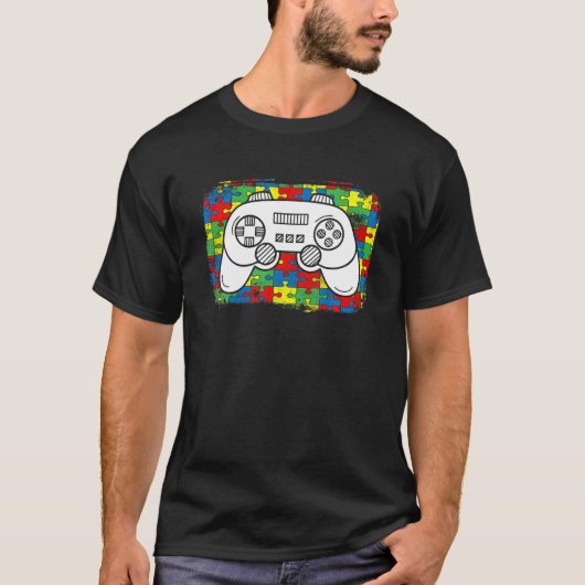 ビデオゲームコントローラ自閉症認識パズルPiec Tシャツ (正面)
