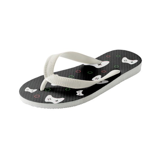 ビデオゲームコントローラ、ゲームタイム、赤と緑のアート キッズビーチサンダル (アングル)