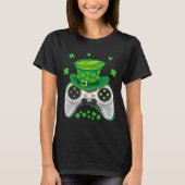 ビデオゲームコントローラ シャムロック ゲーマー 聖パトリックの祝日 Tシャツ (正面)