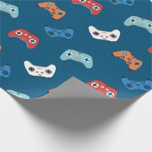 ビデオゲームコントローラ（ダークブルー） ラッピングペーパー (角)