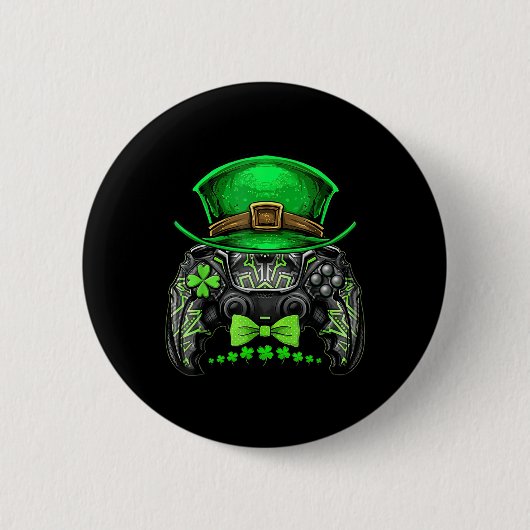 ビデオゲームコントローラIrishゲーマーボーイズSt patricks 缶バッジ (正面)