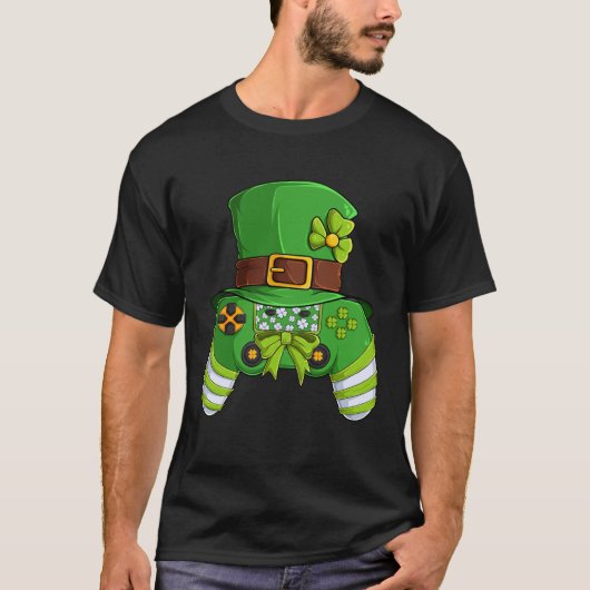 ビデオゲームコントローラIrish Gamer Boys Men St Patr Tシャツ (正面)