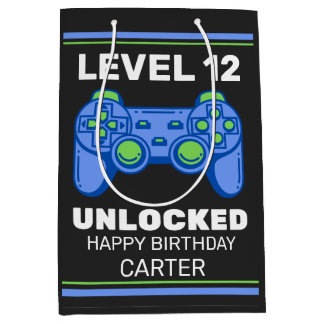 ビデオゲームコントローラKidの誕生日 パーソナライズされた ミディアムペーパーバッグ
