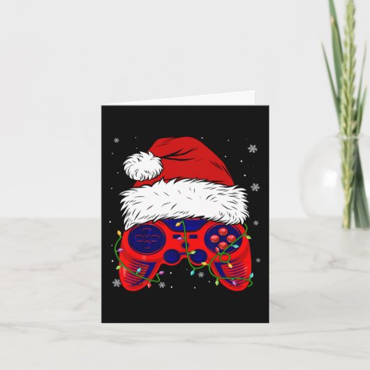 ビデオゲームサンタハットおもしろいクリスマスPJsライトボーイズ カード (正面)