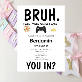 ビデオゲームズブルー誕生日招待状 招待状