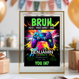 ビデオゲームズブルー誕生日招待状 招待状