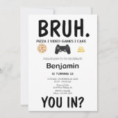 ビデオゲームズブルー誕生日招待状 招待状 (正面)