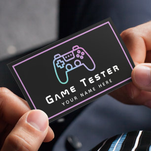 ビデオゲームテスター開発者ゲーマーピンクモダンネオン 名刺