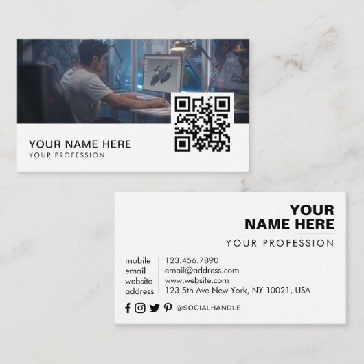 ビデオゲームデザイナーQRコード 名刺 (正面/裏面)