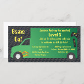 ビデオゲームトラックバースデーパーティ招待状 (正面/裏面)