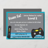 ビデオゲームトラック誕生日パーティー 招待状 (正面/裏面)