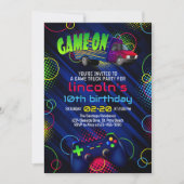 ビデオゲームトラック誕生日招待状 招待状 (正面)
