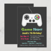 ビデオゲームナイト男子誕生日パーティー招待状 招待状 (正面/裏面)