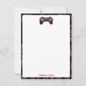 ビデオゲームネオンピンクの女の子のパターンの子供 ノートカード (正面)