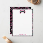 ビデオゲームネオンピンクの女の子のパターンの子供 ノートカード (正面/裏面インサイチュ)