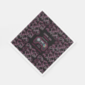 ビデオゲームネオンピンクガールズバースデーパーティー スタンダードランチョンナプキン (角)