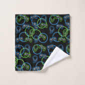 ビデオゲームネオンブルー&グリーンパターン バスタオルセット (ウォッシュタオル)