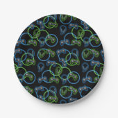 ビデオゲームネオンブルー&グリーンパターン ペーパープレート (正面)