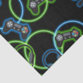 ビデオゲームネオンブルー&グリーンパターン 薄葉紙 (詳細)