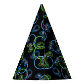 ビデオゲームネオンブルー&グリーン誕生日パーティー パーティーハット (裏面)