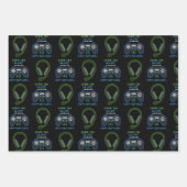 ビデオゲームネオンブルー&グリーン誕生日時代名 ラッピングペーパーシート (正面)