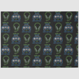 ビデオゲームネオンブルー&グリーン誕生日時代名 薄葉紙