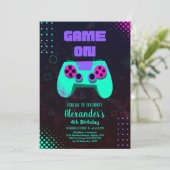 ビデオゲームバースデーパーティネオンゲームのレベルアップ 招待状 (スタンド正面)