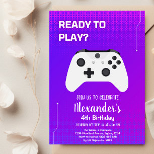 ビデオゲームバースデーパーティネオンゲームのレベルアップ 招待状