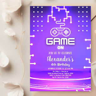 ビデオゲームバースデーパーティネオンゲームのレベルアップ 招待状