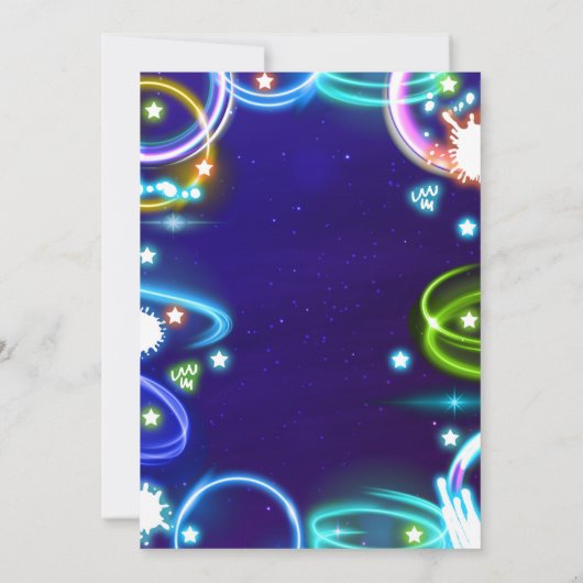 ビデオゲームバースデーパーティーのネオンゲームのレベルアップ 招待状 (裏面)