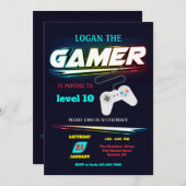 ビデオゲームパーティーの招待状 招待状 (正面/裏面)