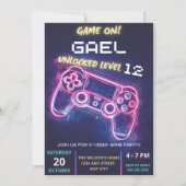 ビデオゲームパーティーの招待状、誕生日おめでとう 招待状 (正面)