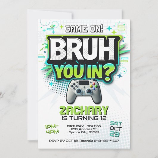 ビデオゲームパーティーゲーマー招待状 招待状 (正面)