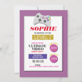 ビデオゲームパーティーゲームピンクトラックガールズ招待状 招待状 (正面)