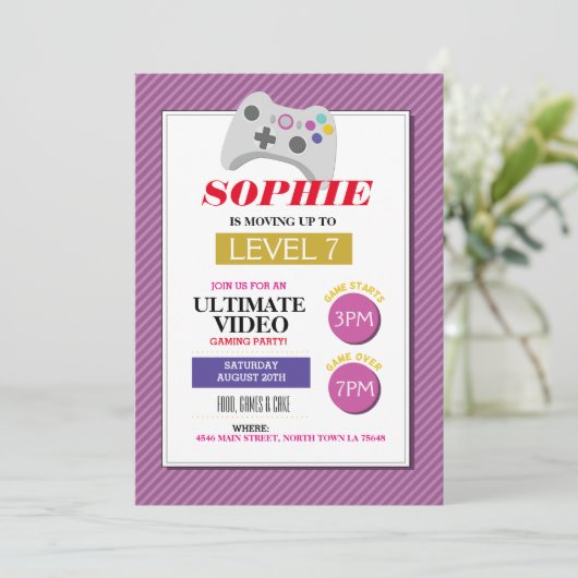 ビデオゲームパーティーゲームピンクトラックガールズ招待状 招待状 (スタンド正面)