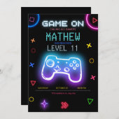 ビデオゲームパーティーゲーム誕生日ゲーマー誕生日 招待状 (正面/裏面)