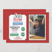 ビデオゲームパーティーゲーム赤写真少年ゲーム 招待状 (正面/裏面)