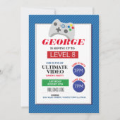 ビデオゲームパーティーゲーム青い赤いトラック招待状 招待状 (正面)